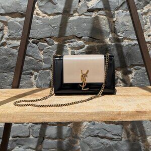 Saint Laurent Bicolour Black Beige Small Kate Chain Shoulder Bag